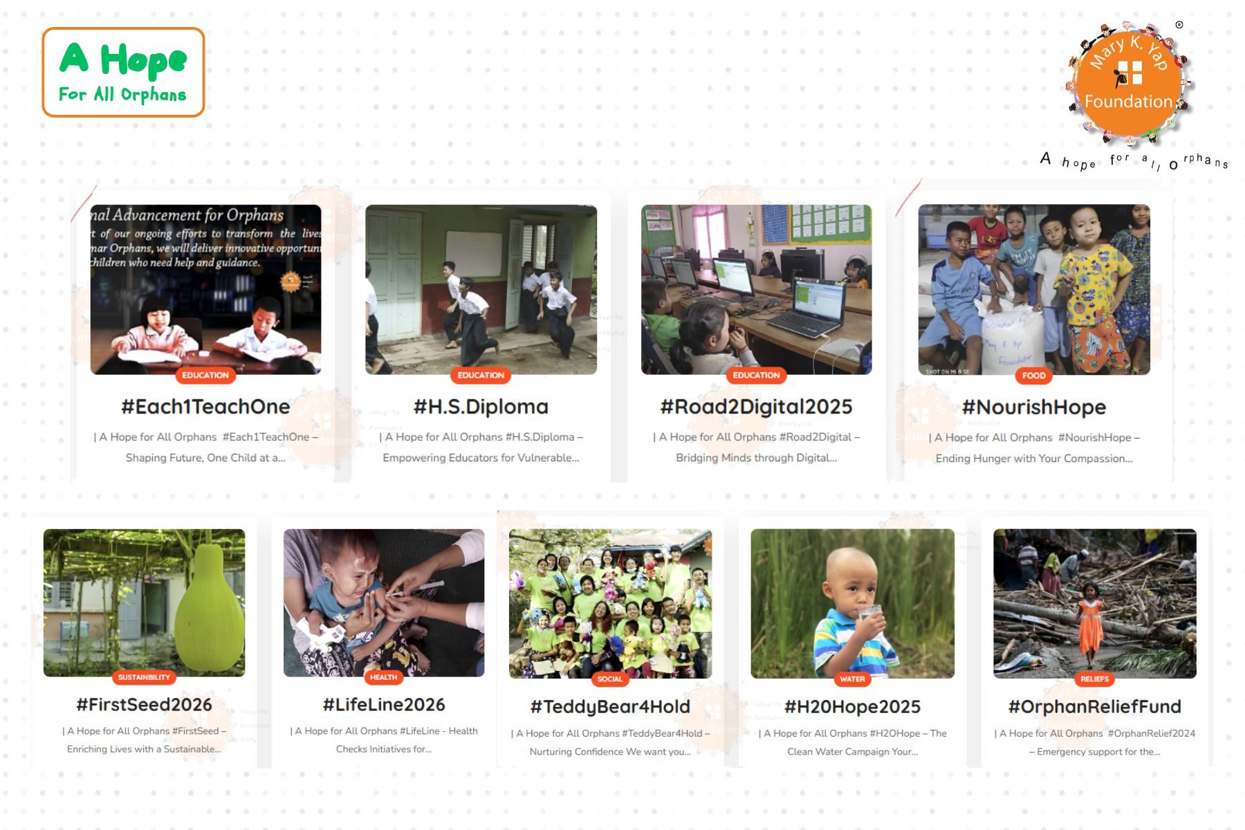 Nine Inspiring Campaigns One Mission Hope for All Orphans
