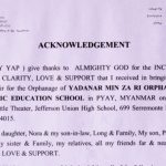 A Charity Dedicated to Yadanar MinZaRi Orphanage Contributing Thirteen Year of Excellence and Commitment